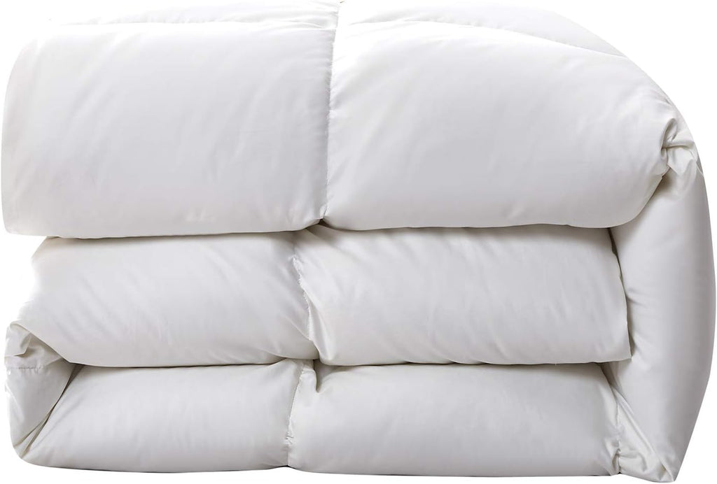 Serta Down Fiber Comforter King Size-All Season Duvet Insert, Luxury Fluffy Bed Comforter 100% Cotton 300 Thread Count Shell, Down Feather Fiber 500 Fill Power with Corner Taps, White 106x90inch