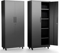 Metal Storage Cabinet with Doors and Adjustable Shelves, 73' Steel Garage Storage Cabinets with Wheels, Locking Tool Cabinet Utility Cabinets for Garage,Bathroom,Kitchen,Home Office,School