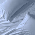 Solid 300-Thread-Count, 100-Percent Cotton Percale, Breathable Crispy Split-California-King Sheets Set for Adjustable Beds, Blue