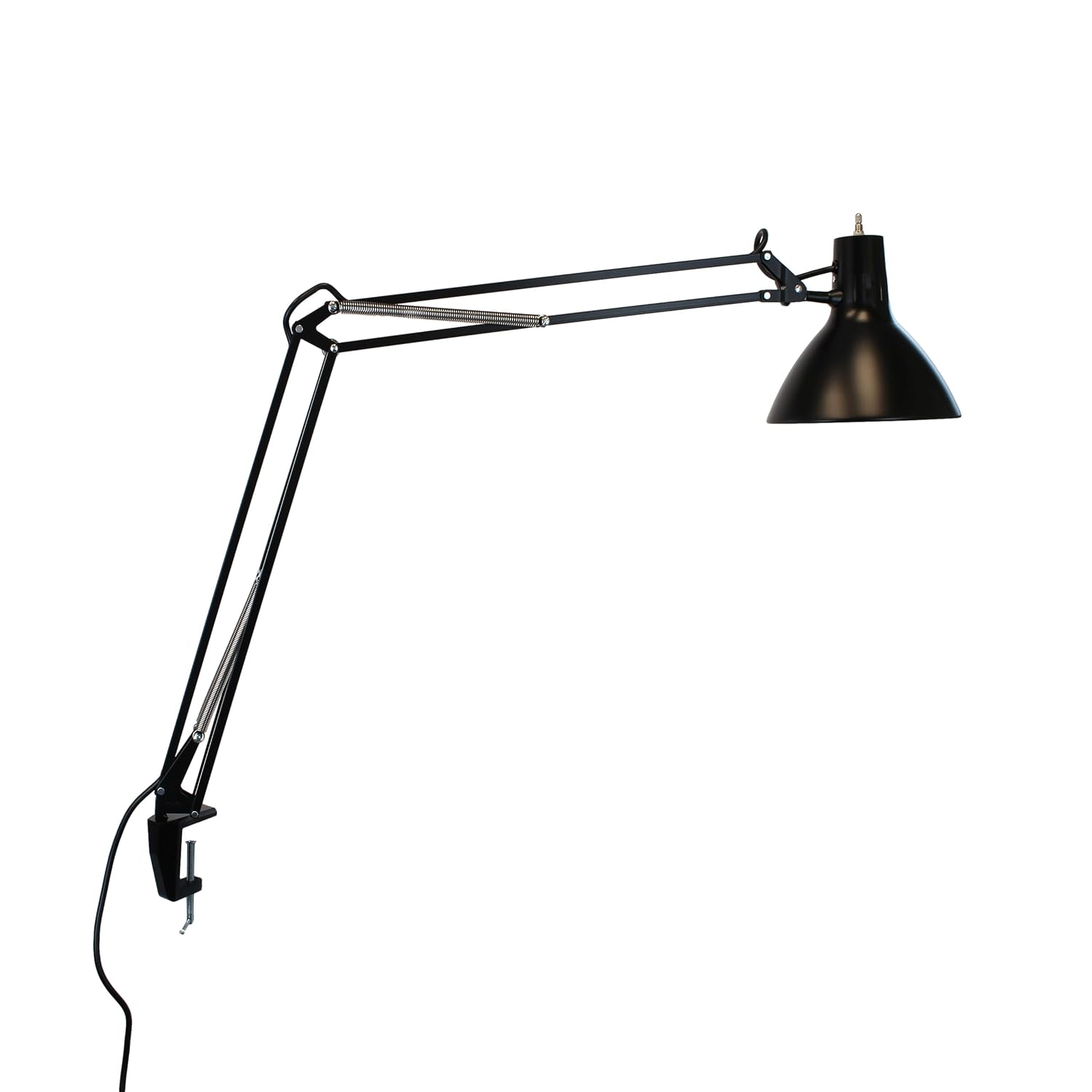 Luxo LS1ABK LS 23W CFL Task Light, 45' Powder-Coated Arm with External Springs, Edge Clamp, Black