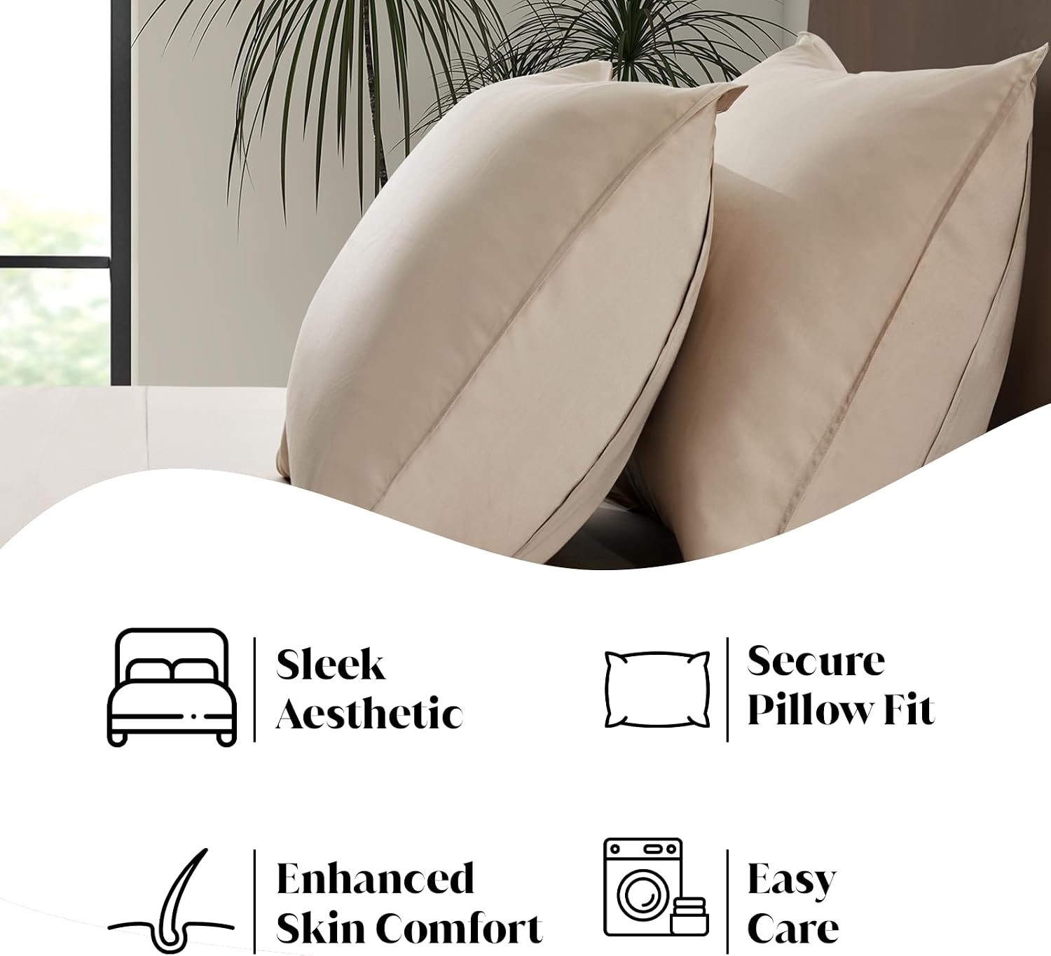 Luxury Bamboo Market | Queen Size Bed Sheet Set | 100% Viscose Made from Bamboo | Organically Grown | Ultra Soft | Cooling Sheets for Hot Sleepers | 17' Deep Pocket [Dune]