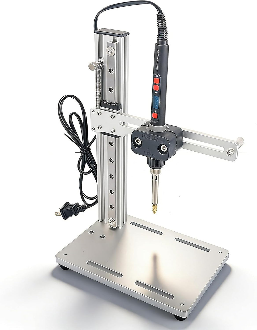 Vertical Heat Pressing Machine, Vertical Heat Set Insert Tool, Multi-Directional Adjustment, with Heat Set Tips M2-M8, for Plastic and 3D Printing Components