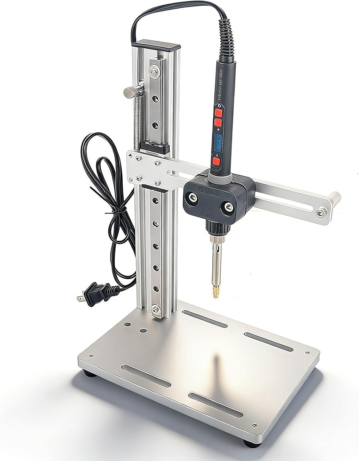 Vertical Heat Pressing Machine, Vertical Heat Set Insert Tool, Multi-Directional Adjustment, with Heat Set Tips M2-M8, for Plastic and 3D Printing Components
