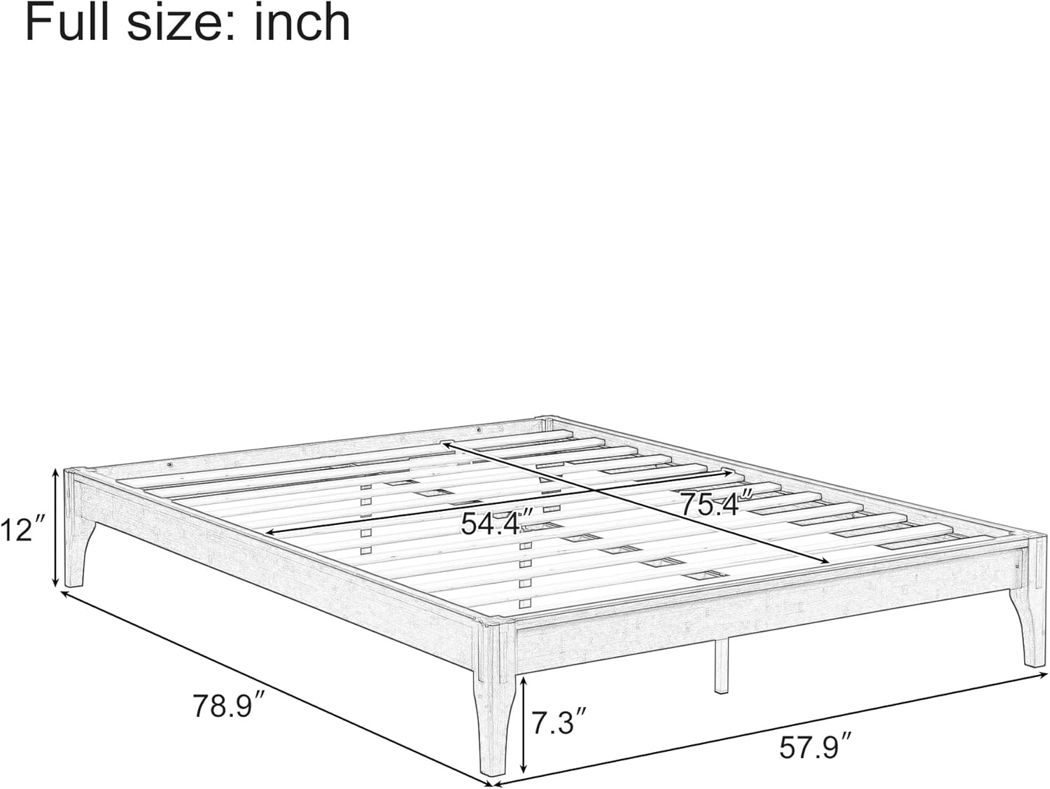 Merax Full Size Bamboo Platform Bed, Mid-Century Modern Bed Frame with Wood Slat Support, No Box Spring Needed, Easy Tool-Free Assembly, Natural