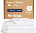 Brooklinen Luxury Sateen Duvet Cover - 100% Cotton, Full/Queen Size in White with Extra-Long Corner Ties and Button Closure | Best Luxury Sheets