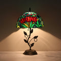 Tiffany Table Lamp, Stained Glass Tulip Design, with Metal Leaf Base, 12x12x19 Inch for Bedroom, Living Room, Home, Office