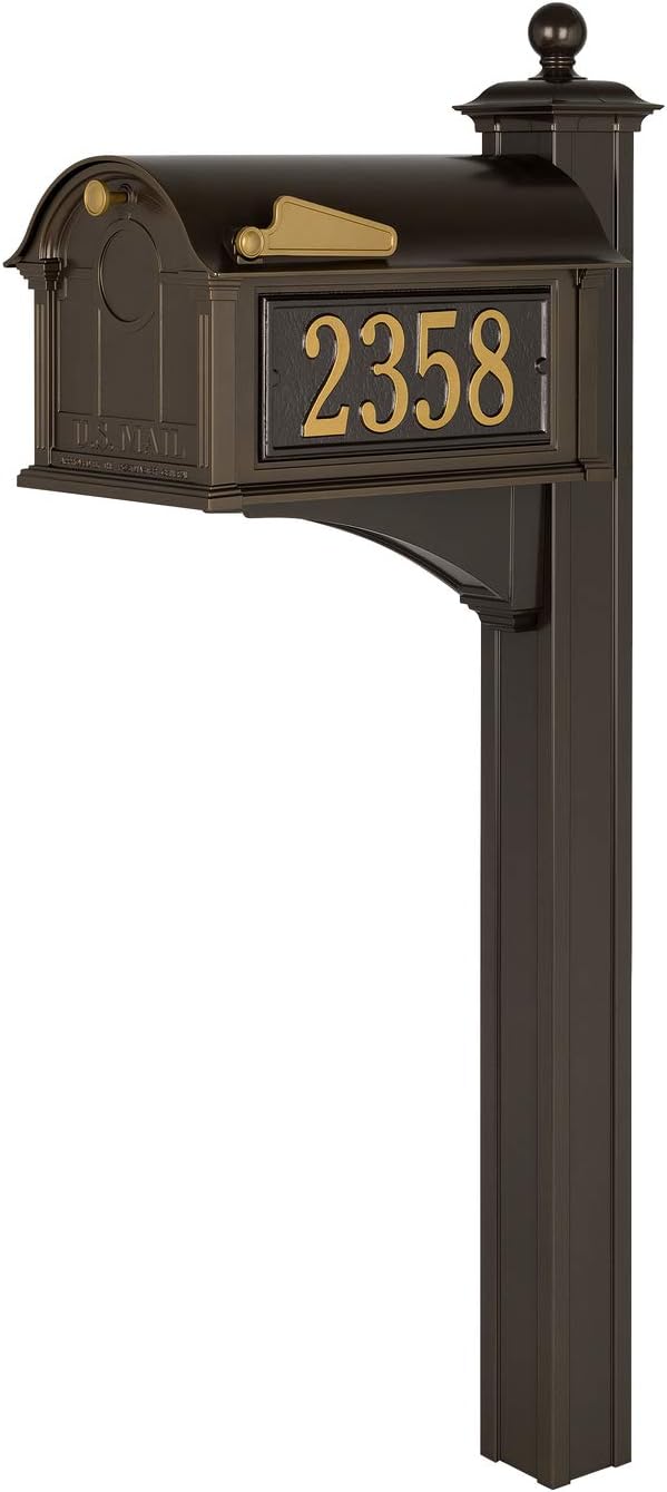 Balmoral Side Plaques Mailbox Post Package - Quick-Ship-Bronze
