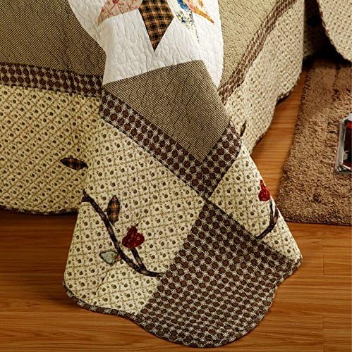 Cotton Luxury Patchwork Design Quilt Bedspread Sets Queen Size 3 Pieces, Comfy Comforter Coverlet Bedding Sets