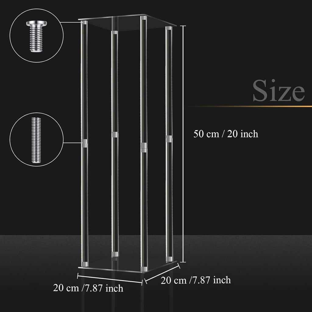 Geetery 12 Pieces Tall Acrylic Vase Wedding Centerpieces Clear Flower Stand Column Geometric Floral Vase Elegant Display Holder for Birthday Party Wedding Table Decorations (20 Inch)