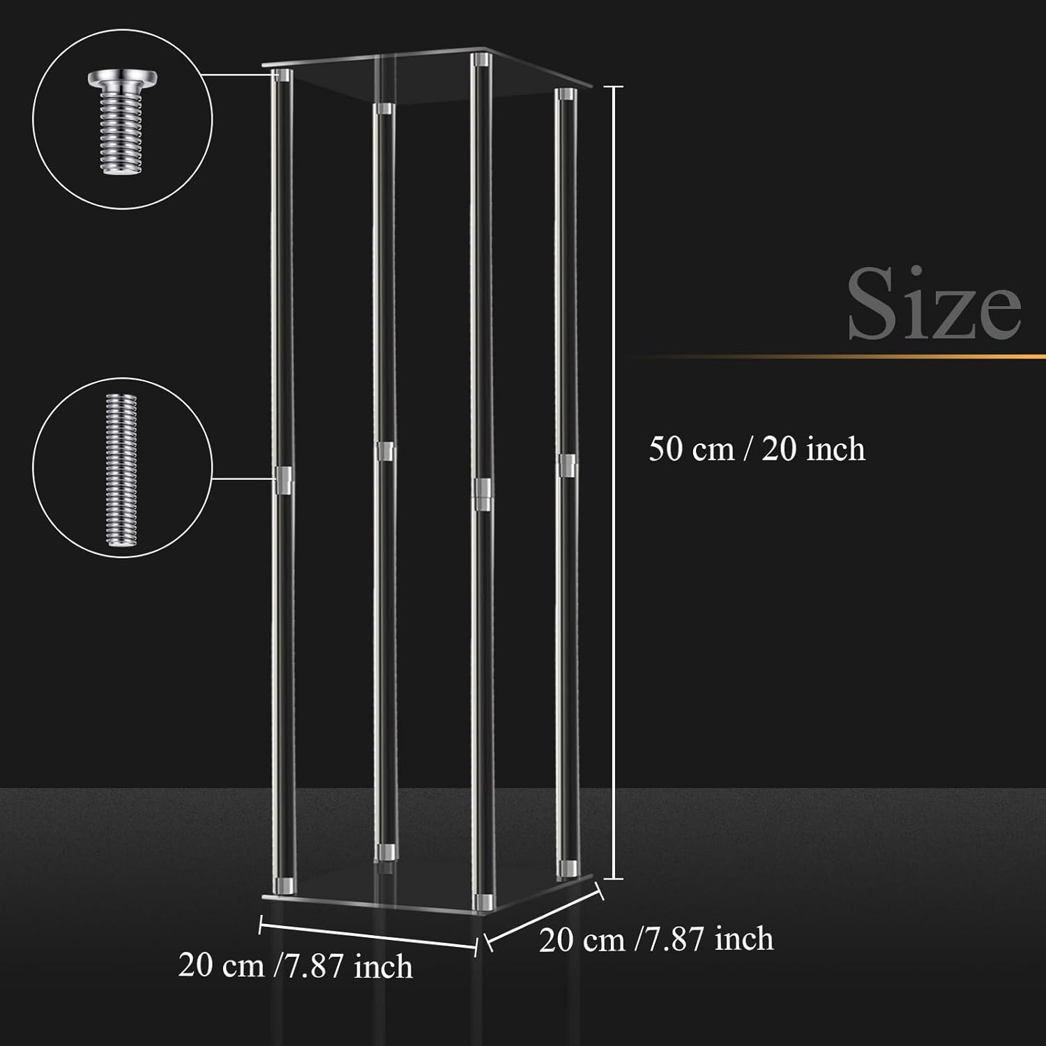 Geetery 12 Pieces Tall Acrylic Vase Wedding Centerpieces Clear Flower Stand Column Geometric Floral Vase Elegant Display Holder for Birthday Party Wedding Table Decorations (20 Inch)