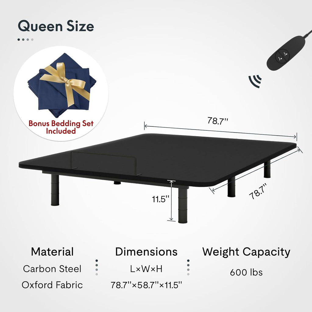 FLEXISPOT Queen Size Adjustable Bed Frame Base with 10 Inch Gel Memory Foam Mattress, Simultaneous Head & Foot Incline, Viscose from Bamboo, Medium Firm, Certi-PUR & Oeko-TEX Certified.