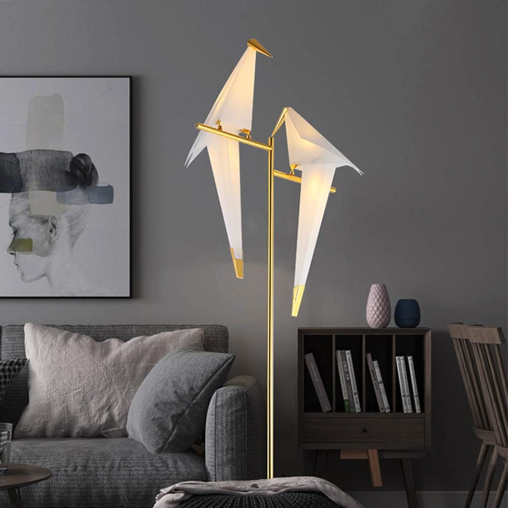 68In Modern LED Floor Lamp, Bird Floor Light Gold Metal Fixtures for Living Room Bedroom Dinning Room Office (2 Birds)