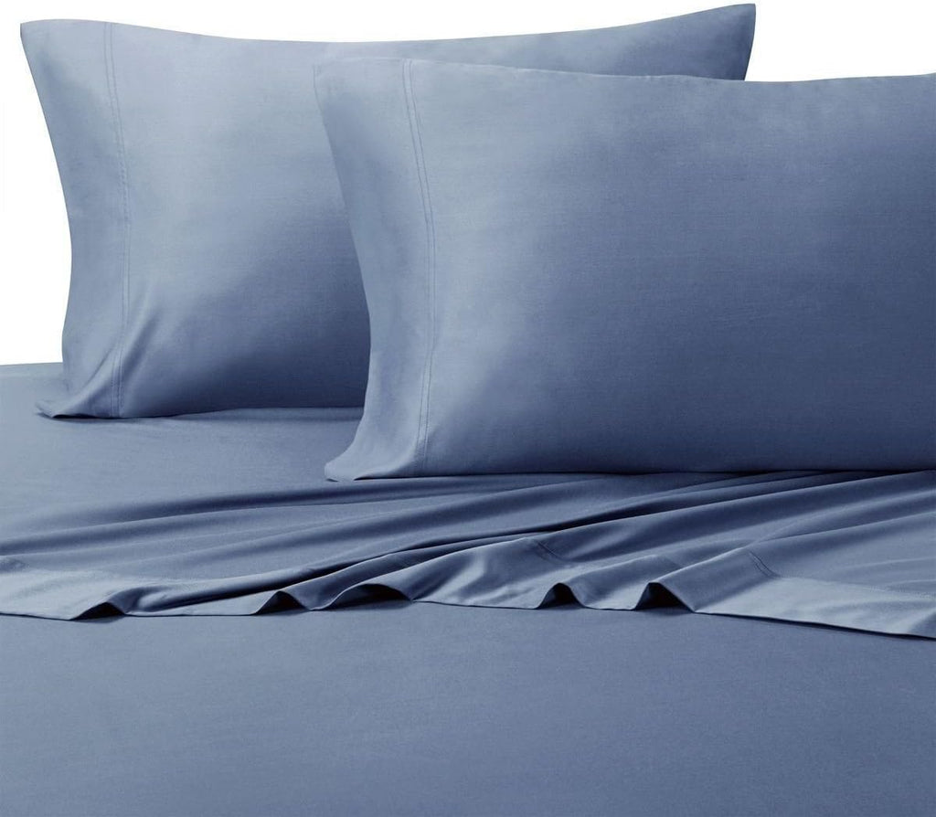 sheetsnthings Solid Viscose from Bamboo-Cotton Hybrid, Hybrid, 4PC Top-Split-King Sheets Set for Adjustable Beds, Periwinkle