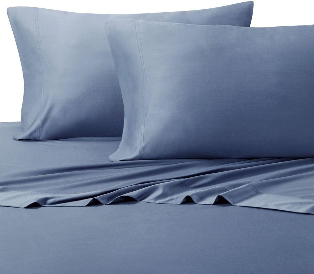 sheetsnthings Solid Viscose from Bamboo-Cotton Hybrid, Hybrid, 4PC Top-Split-King Sheets Set for Adjustable Beds, Periwinkle