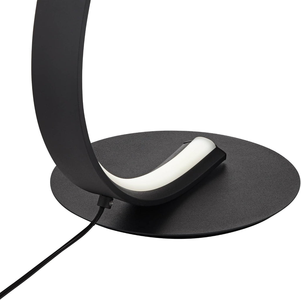 360 Lighting Curved Arc 15 1/4' High Small Modern Accent Table Lamp LED Black Metal Single White Shade Living Room Bedroom Bedside Nightstand House Office Home Reading Kitchen Entryway