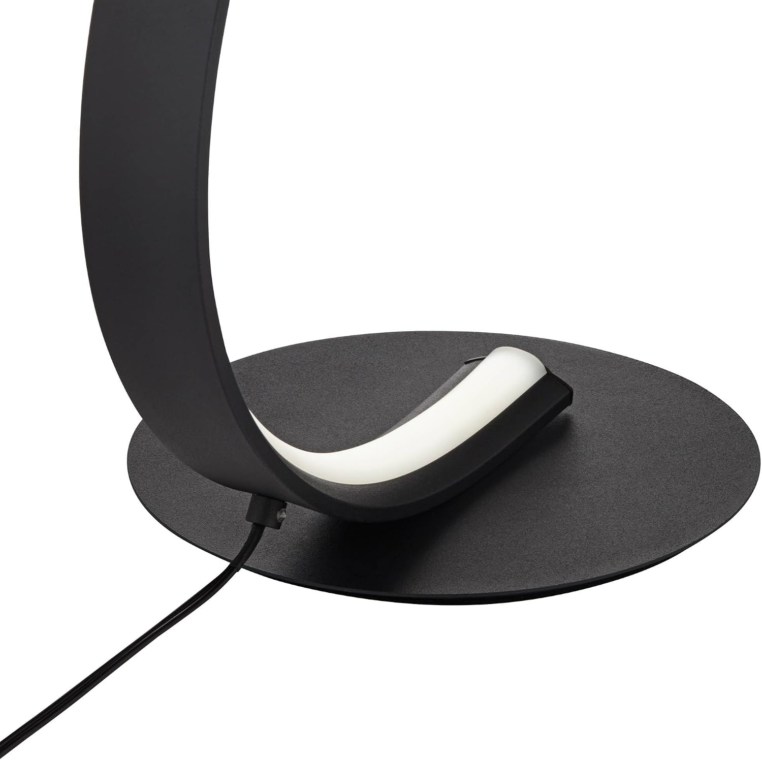 360 Lighting Curved Arc 15 1/4' High Small Modern Accent Table Lamp LED Black Metal Single White Shade Living Room Bedroom Bedside Nightstand House Office Home Reading Kitchen Entryway