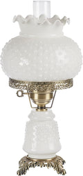 Touch of Class Mindy Hobnail Glass Table Lamp - White Shade - Handcrafted Globe - Blown by Hand - Hurricane Chimney Style - Victorian Lamps for Desk, Bedroom, Living Room