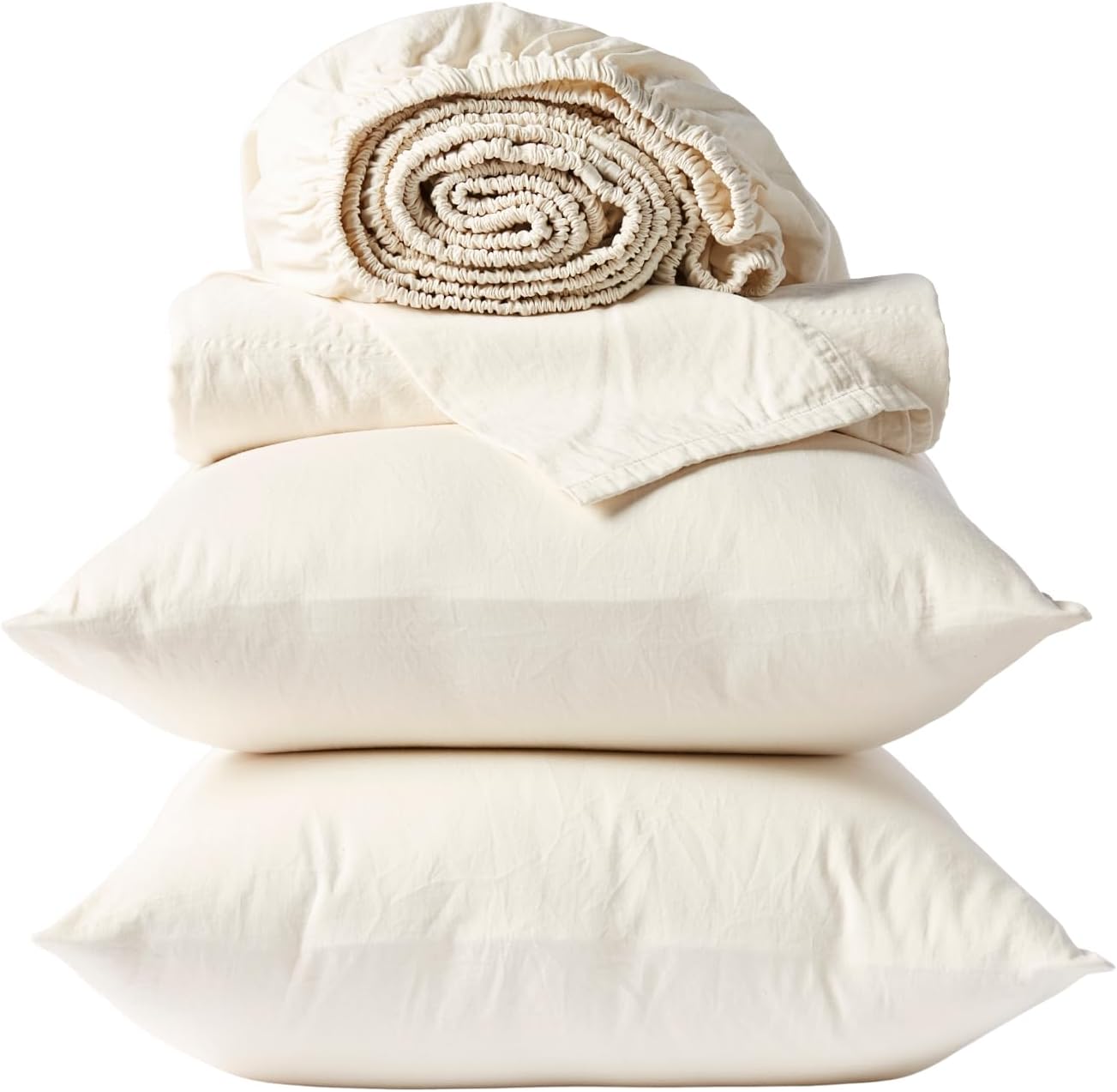 Coyuchi Classic Sateen Sheet Set King, Undyed, 100% GOTS Certified Organic Cotton, Silky Soft, Luxury Sheets, Fair Trade Certified, 4-Piece Bedding Set
