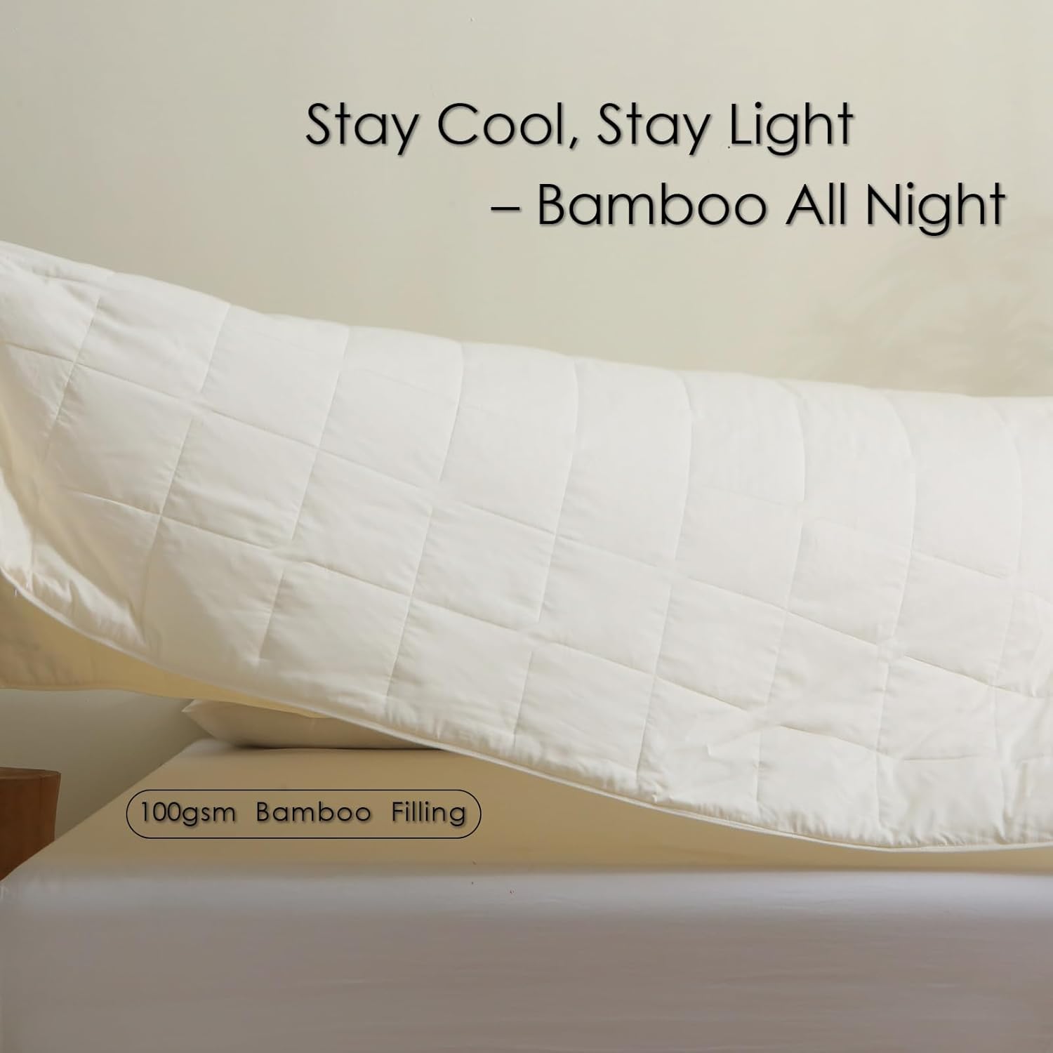 EP Mode Lightweight Quilt Blanket for Summer, Viscose from Bamboo Fabric & Filling, Natural, Breathable & Machine Washable- Ivory, Twin