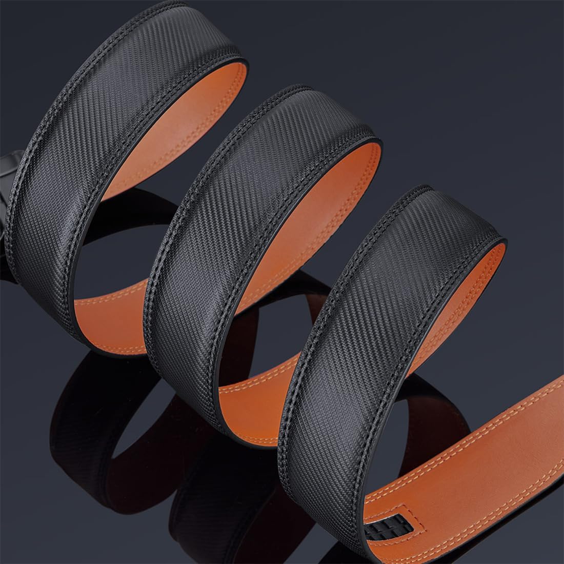 Automatic Ratchet Belt for Men - Genuine Leather Dress & Casual Use, Adjustable Buckle