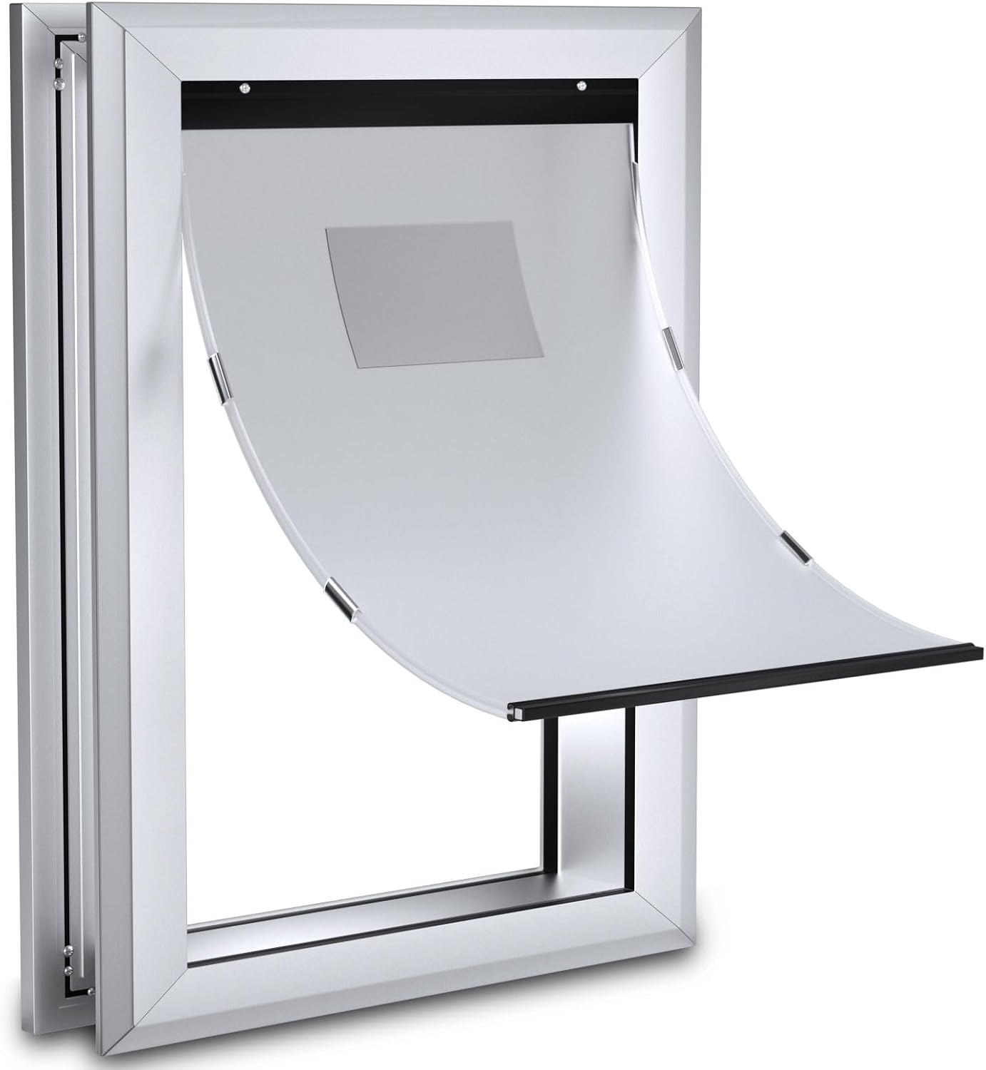 Ownpets Aluminum Extra Large Dog Door, Pet Door with Magnetic Flap and Lockable Sliding Panel, Heavy Duty Doggy Door for Dogs Up to 200lbs(Silver)