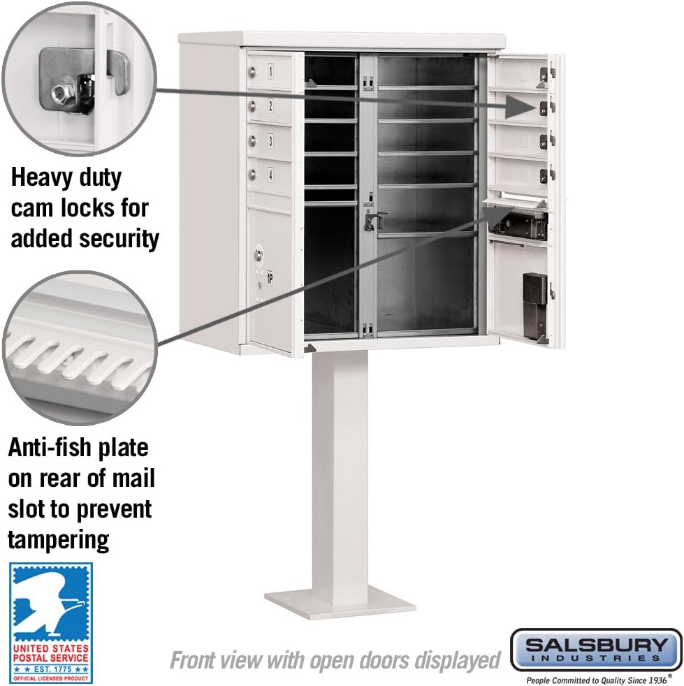 Salsbury Industries 3308WHT-U 8 A Size Doors, United States Postal Access Type I Cluster Box Unit, White