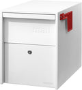 Adoorn Lockable Post Mount Mailboxes for Outside - Large Anti-Theft Locking Mailbox for Packages and Letters - Weatherproof Construction - Durable Steel - 15.5' H x 12' W x 18.5' D - White