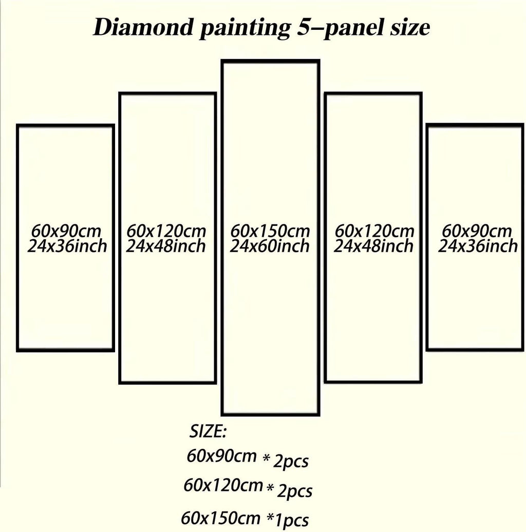Large Diamond Art Kits for Adults Angel 5 Panel Diamond Painting Women 2 Paint by Numbers Kit for Adults，DIY 5D Full Square Drill Embroidery Cross Stitch Art Supplies, for Room Decor 59x118in 0b-197