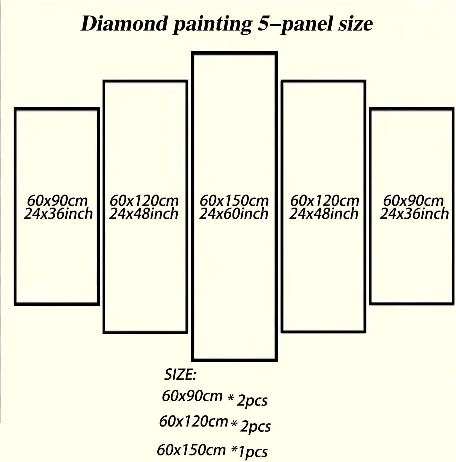 Large Diamond Art Kits for Adults Angel 5 Panel Diamond Painting Women 2 Paint by Numbers Kit for Adults，DIY 5D Full Square Drill Embroidery Cross Stitch Art Supplies, for Room Decor 59x118in 0b-197