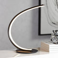 360 Lighting Curved Arc 15 1/4' High Small Modern Accent Table Lamp LED Black Metal Single White Shade Living Room Bedroom Bedside Nightstand House Office Home Reading Kitchen Entryway
