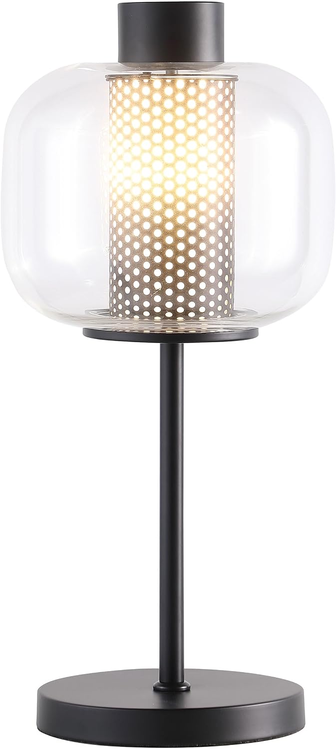 Coaster Home Furnishings - Ingrid - Metal and Glass - 22-Inch Table Lamp with Clear Glass Shade, Metal Mesh Column, and LED Bulb - Bedroom, Living Room, Home Office - Black - 920211