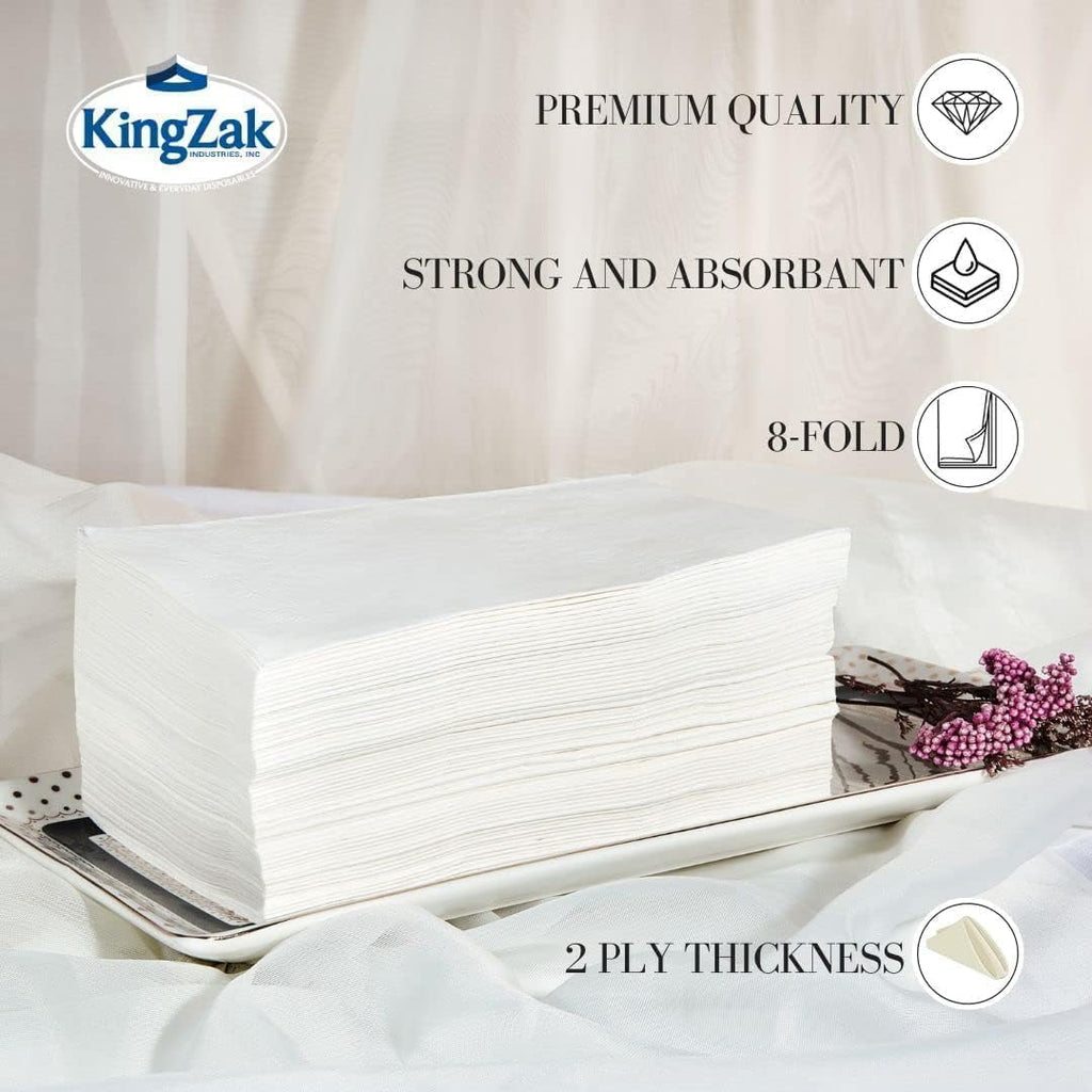 Premium White Napkins, 1/8 Fold Dinner Napkin, Bulk Pack 2400 Count