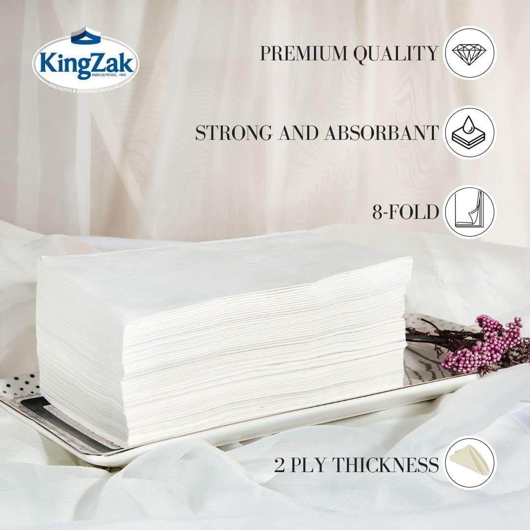 Premium White Napkins, 1/8 Fold Dinner Napkin, Bulk Pack 2400 Count