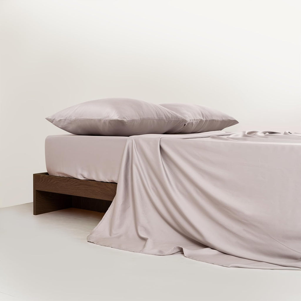 SLASHOP FURRFREE Bamboo Sheet Set - Genuine 100% Organic Viscose - Pet Hair Repellent Bedding Sheet Set for Dogs/Cats Family- Lost Shell Queen