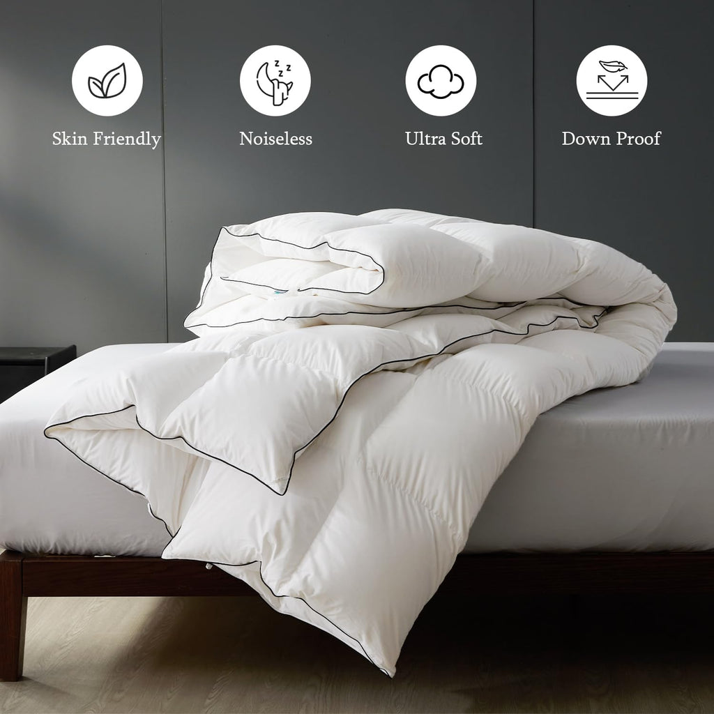 King Size Down Comforter,All-Season Duvet Insert with 8 Loops,Noiseless Luxury Comforter,White,106x90 inches