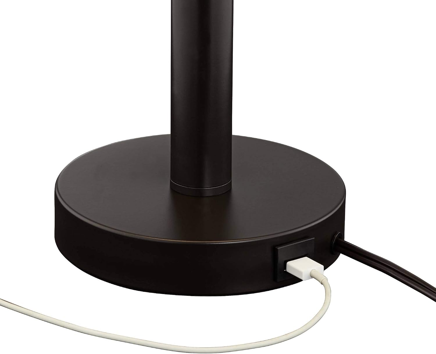 Franklin Iron Works Bernie Industrial Nightstand Table Lamp 25' High Set of 2 with Hotel Style USB Charging Port Rich Bronze Metal Fabric Drum Shade for Living Room Desk Bedroom House Bedside Home