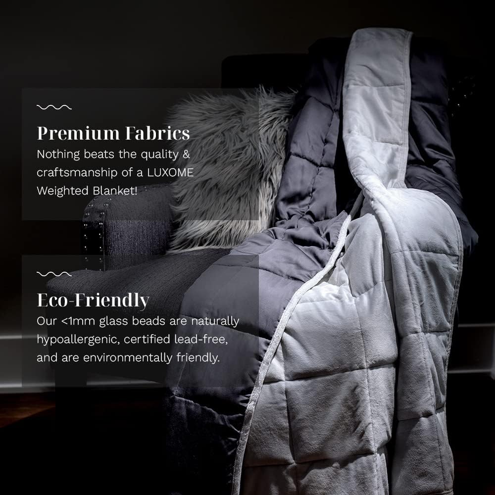 LUXOME Full Size Weighted Blanket | Integrated Cooling & Plush Cover | 15 lbs | 54'x72' | Light Grey
