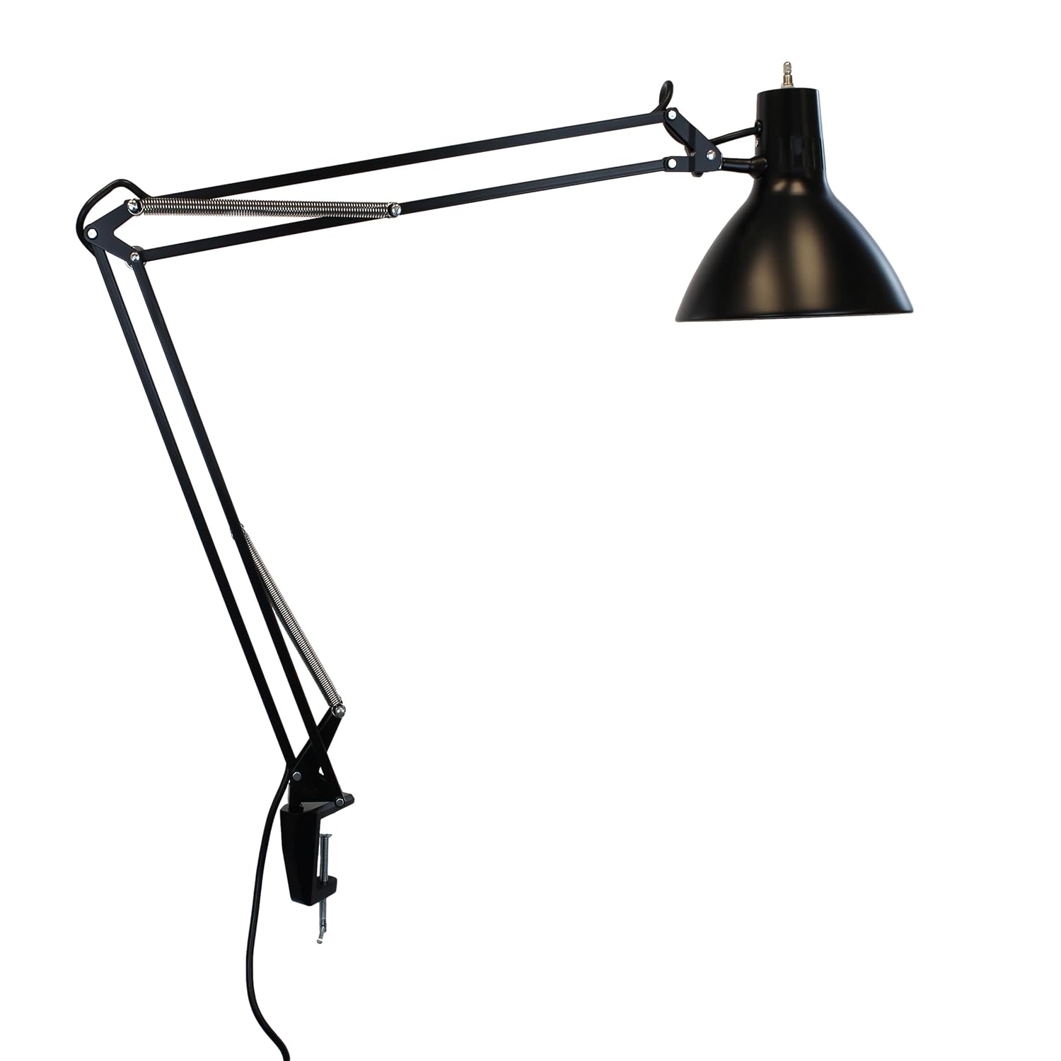 Luxo LS1ABK LS 23W CFL Task Light, 45' Powder-Coated Arm with External Springs, Edge Clamp, Black
