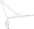 Neatfi XL 2,200 Lumens 24W LED Desk Lamp – 23' Wide Shade | Dimmable Eye-Caring Task Light | Adjustable Arm | Home Office, Study, Crafts & Nail Tech (White with Pink Ring, Non-CCT with Clamp)