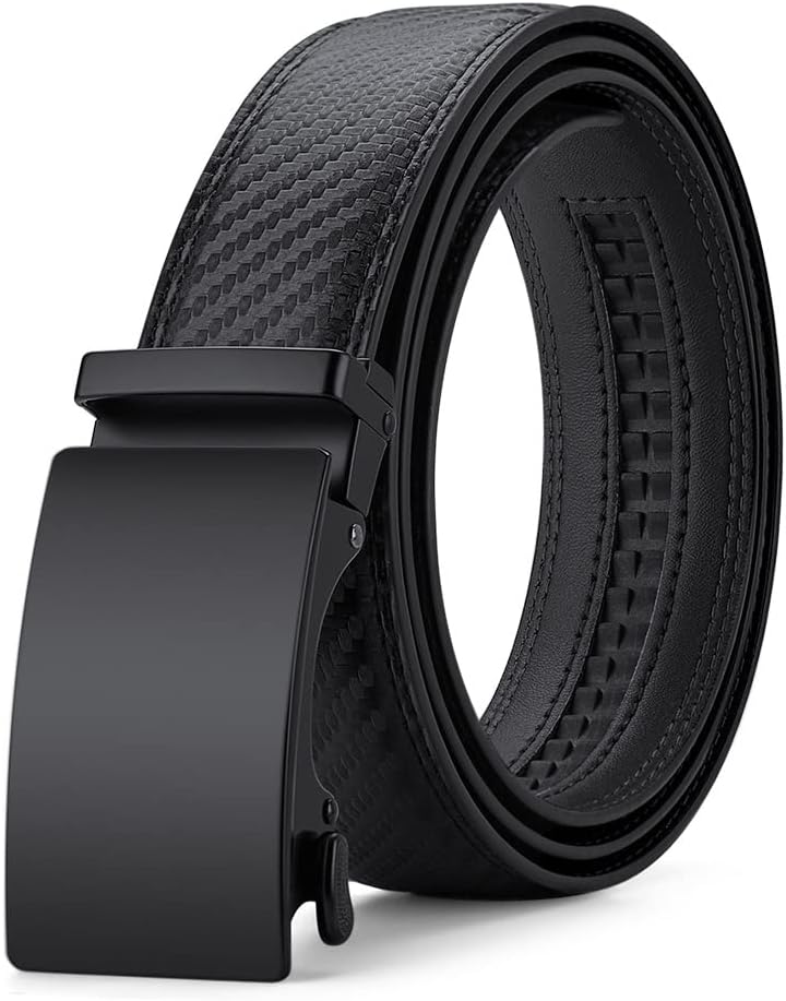 Automatic Ratchet Belt for Men - Genuine Leather Dress & Casual Use, Adjustable Buckle