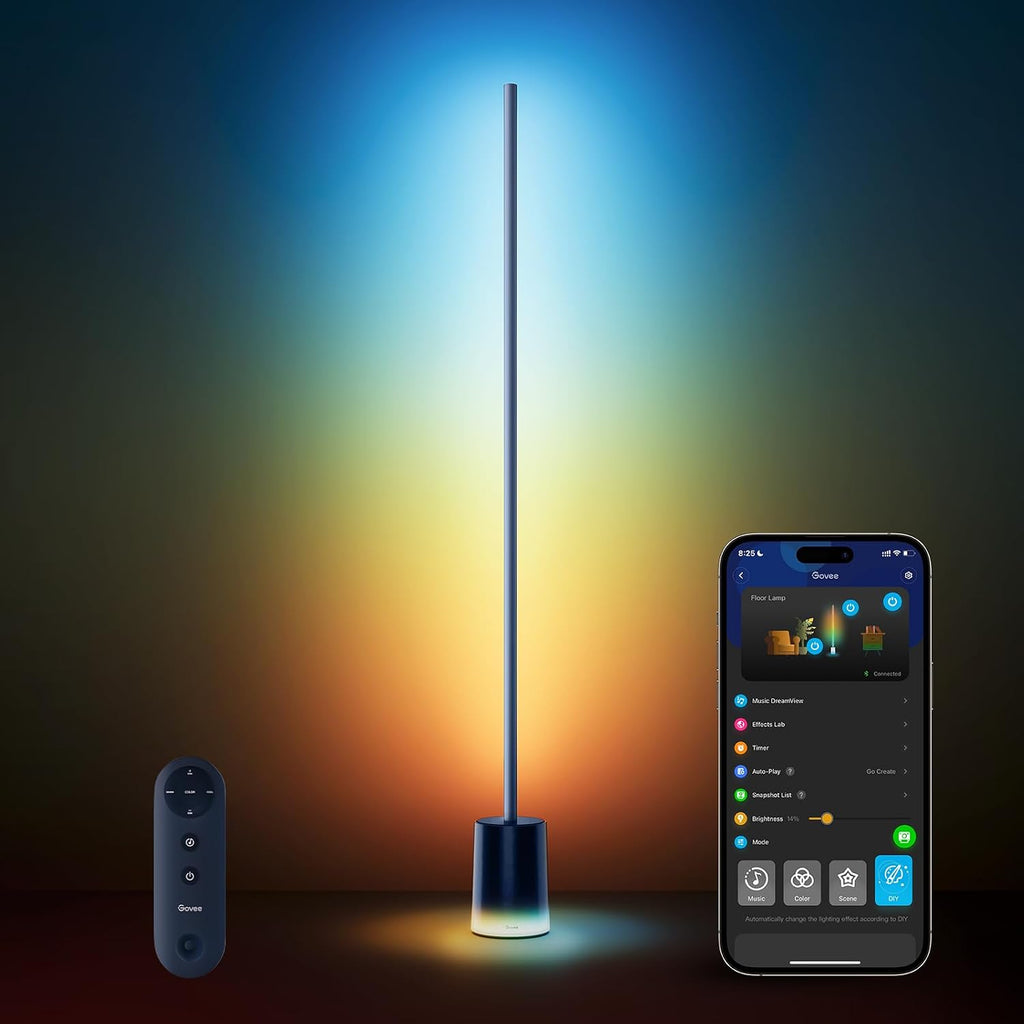 Govee Floor Lamp 2, RGBIC, Warm Cool White LED, Compatible with SmartThings, Matter, Alexa, 1725lm, Music Sync, Scene Modes, Smart Floor Lamp for Living Room, Bedroom, Blue(1 Pack)