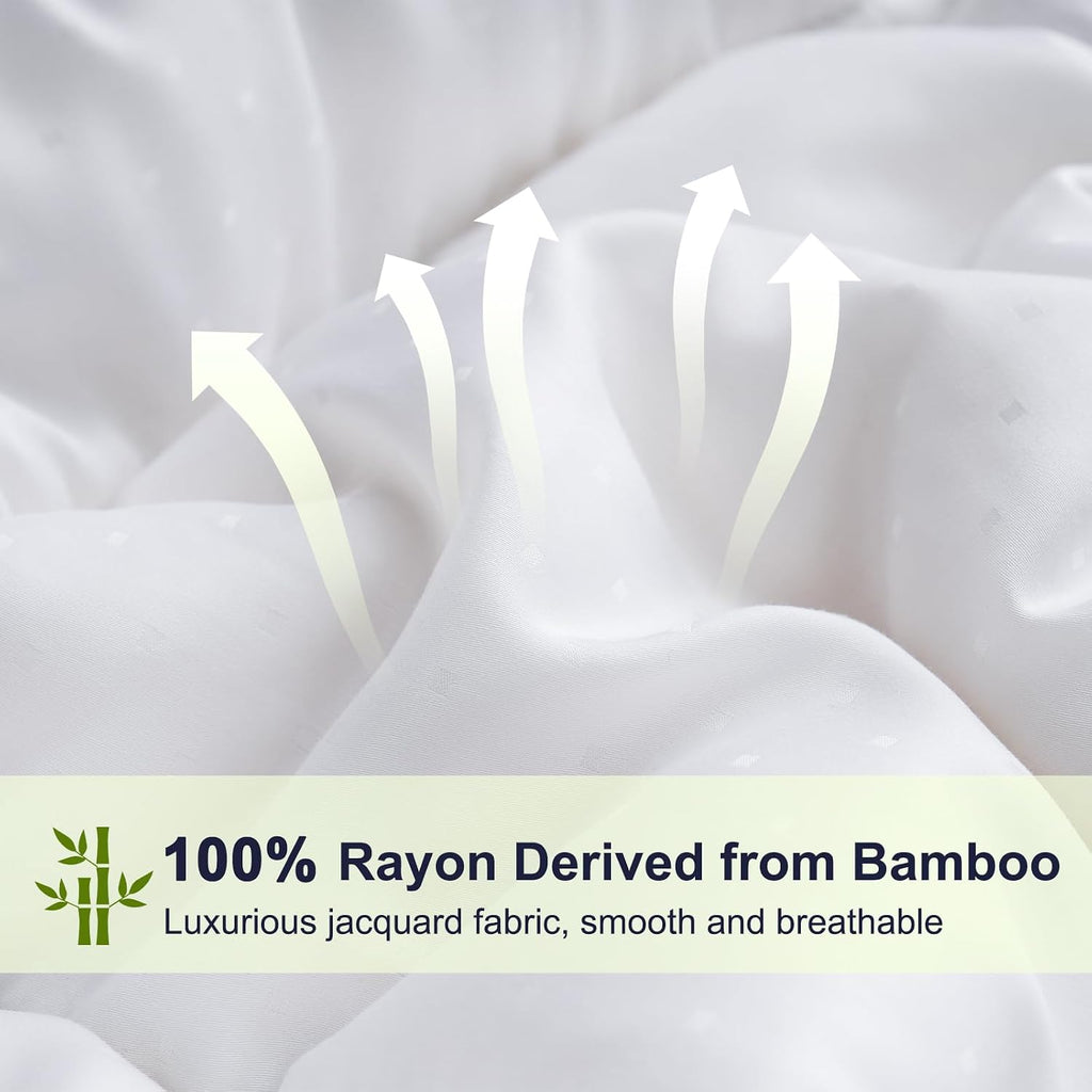 YOUR MOON Luxurious All Season Wool Comforter Queen Size 100% Natural Australian Wool Duvet, Hypoallergenic Premium Filled Comforter, Noiseless Jacquard Rayon Derived from Bamboo Shell(White)