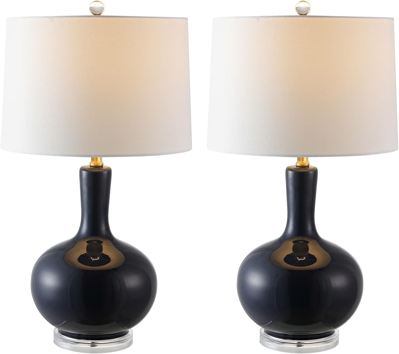 SAFAVIEH Lighting Collection Nilla Modern Contemporary Navy / Clear 27-inch Bedroom Living Room Home Office Desk Nightstand Table Lamp Set of 2 (LED Bulbs Included)