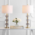 SAFAVIEH Lighting Collection Marcelo Smoking Grey/ Brass Gold 30-inch Bedroom Living Room Home Office Desk Nightstand Table Lamp Set of 2 (LED Bulbs Included)