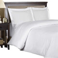 Royal Hotel Bedding Cotton Stripe Duvet Cover Set White with Down Alternative Comforter Duvet Insert, 4 Piece Full Size, 600 Thread Count, Cooling, Breathable