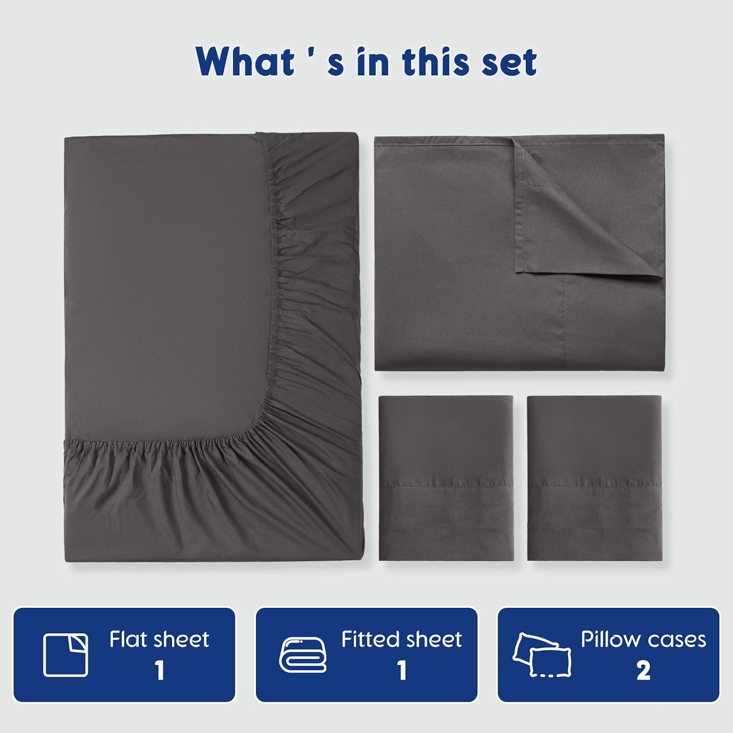 SONORO KATE 100% Egyptian Cotton Sheets - 1200 Thread Count, Luxury & Cooling Hotel Cotton Bed Sheets Set 4 Piece, Sateen Weave for Soft Feel, Fits Upto 16' Mattress (Dark Grey, Full)