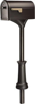Architectural Mailboxes Roxbury™ Weather-Resistant Steel Metal Mailbox for outside with Post, Rubbed Bronze, Medium Curbside Mailbox with Magnetic Latch, USPS Approved for Residential Delivery