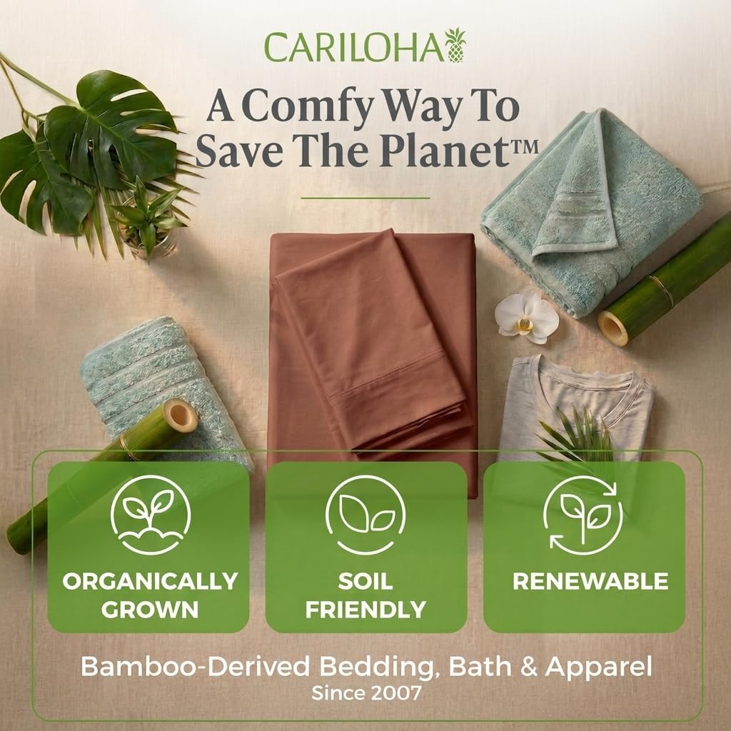 Cariloha Aloha Soft 100% Organic Bamboo Viscose Sheets – 4-Piece King Sheet Set – 16 in Deep Pockets – Buttery Soft, Hypoallergenic, Cooling Sheets – Oeko-TEX Standard 100 – Maroon Sunset