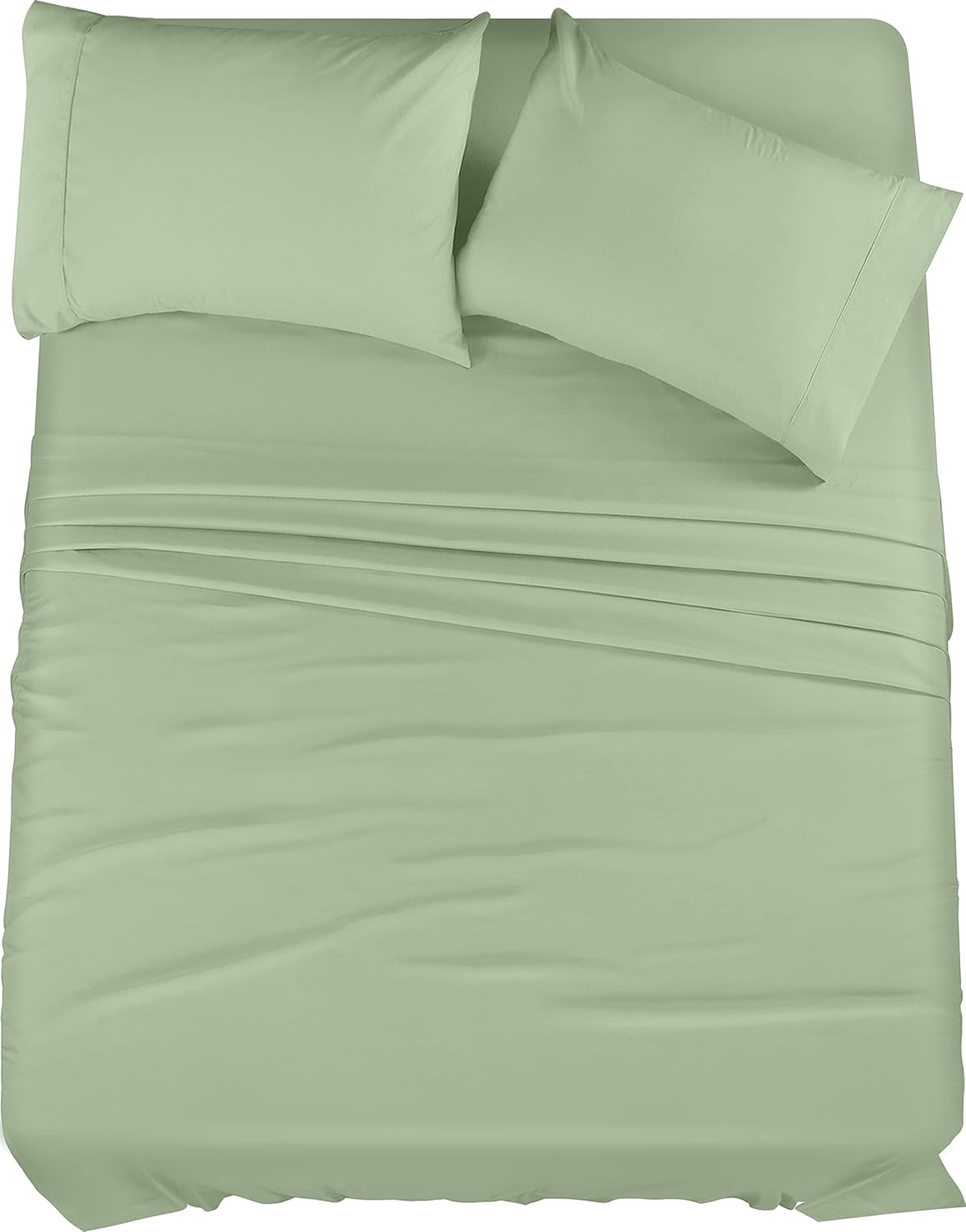Egyptian Cotton Queen Size Sheet Set, 4Pc Bed Set, Soft & Breathable Percale Weave, Fits 10-12' Deep Pocket, Hotel-Quality 1000 Series Bed Sheets (Solid, Moss)