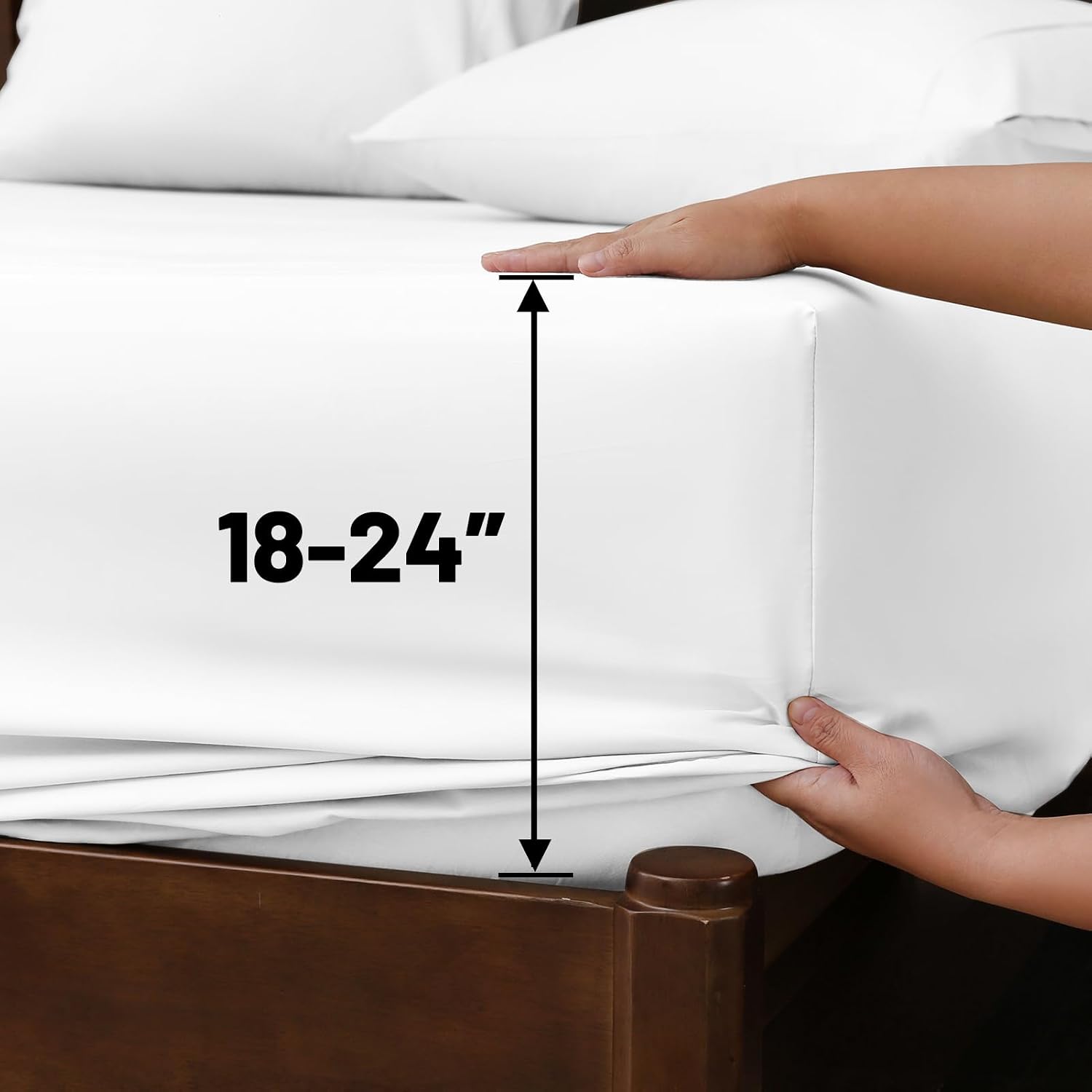 Extra Deep Pocket California King Sheets 18-24 Inch 100% Egyptian Cotton 1000 Thread Count Sateen Weave Soft Breathable 4 Pieces（California King,White）